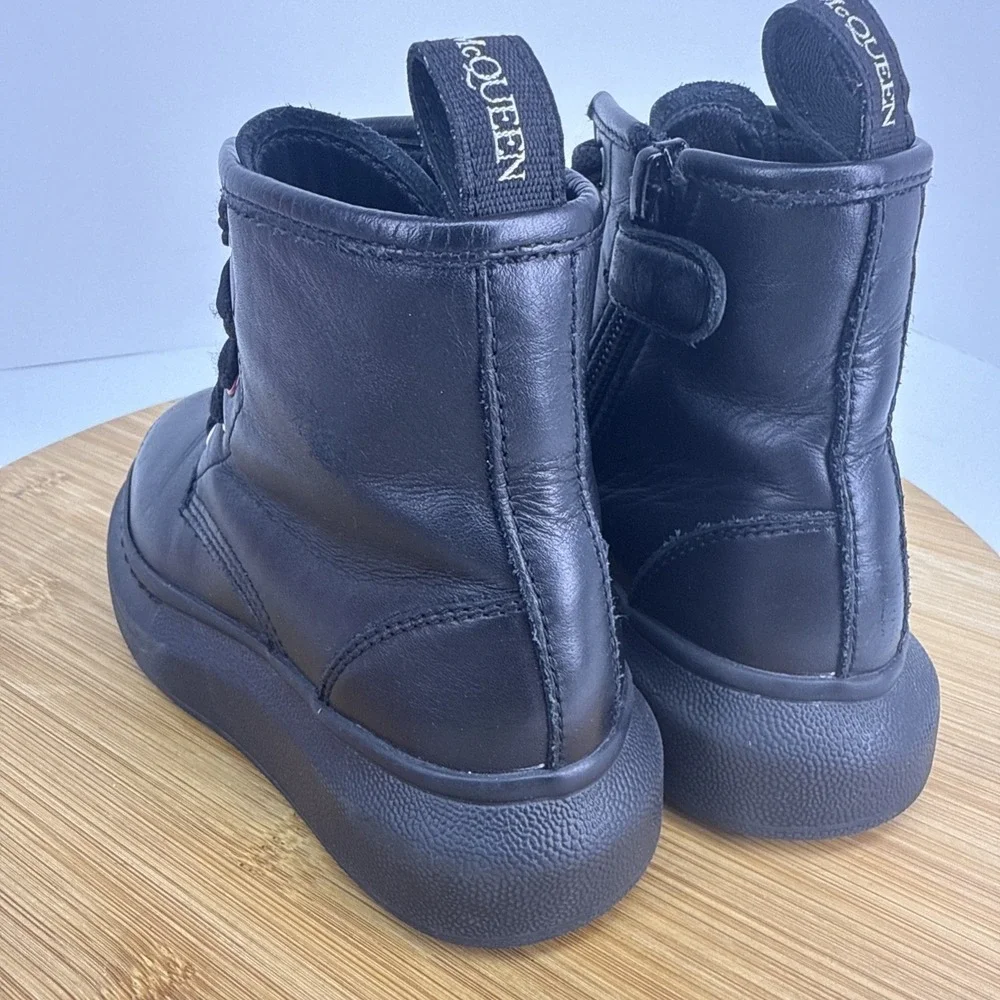 ALEXANDER MCQUEEN Hybrid Zip‎ And Lace-up Boots 687072 Black Leather Kids EU 26